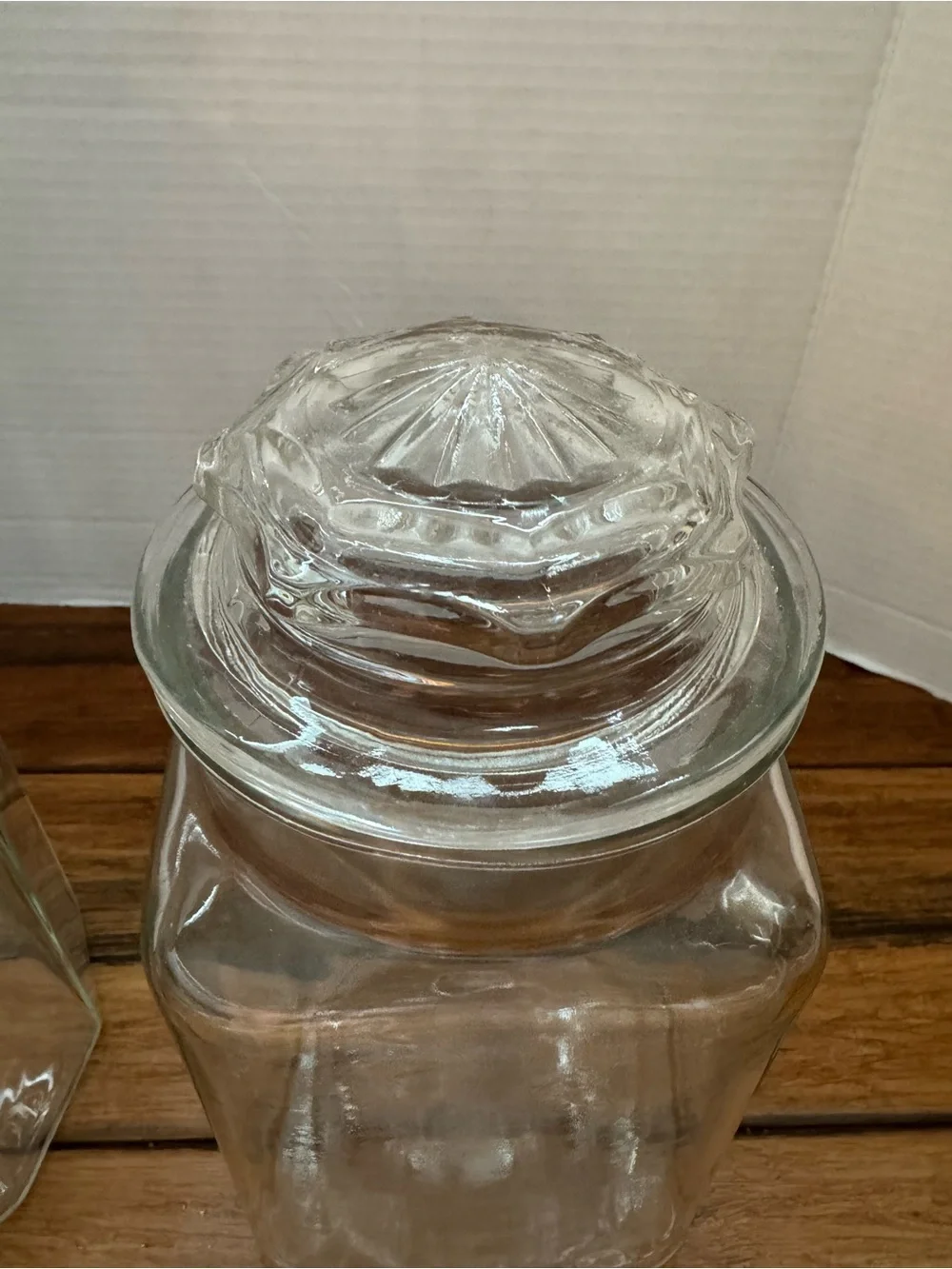 Vintage Set of 2 Glass Canisters with Lids